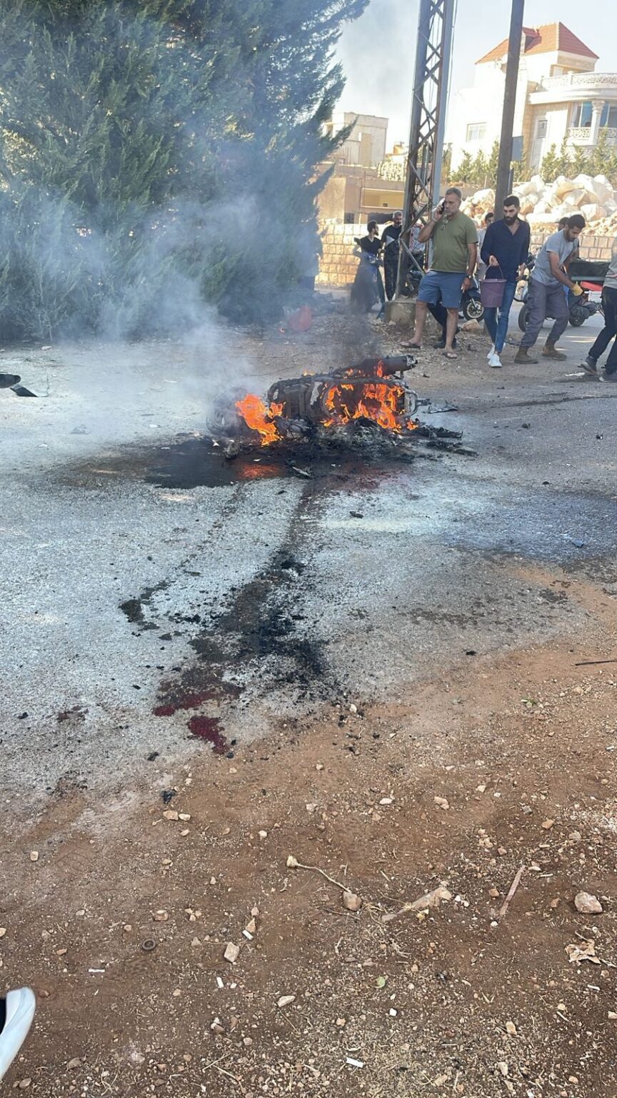 شهيد بغارة من مسيرة اسرائيلية استهدفت دراجة نارية على طريق النبطية الفوقا وميفدون