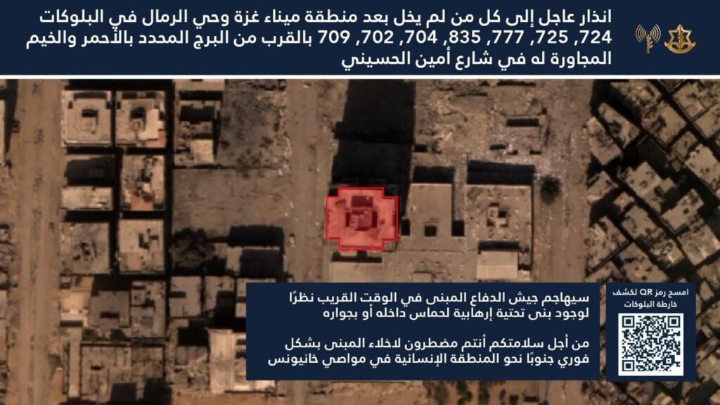 الاحتلال الإسرائيلي يوجه إنذاراً عاجلاً بإخلاء محيط مرفأ غزة وحي الرمال