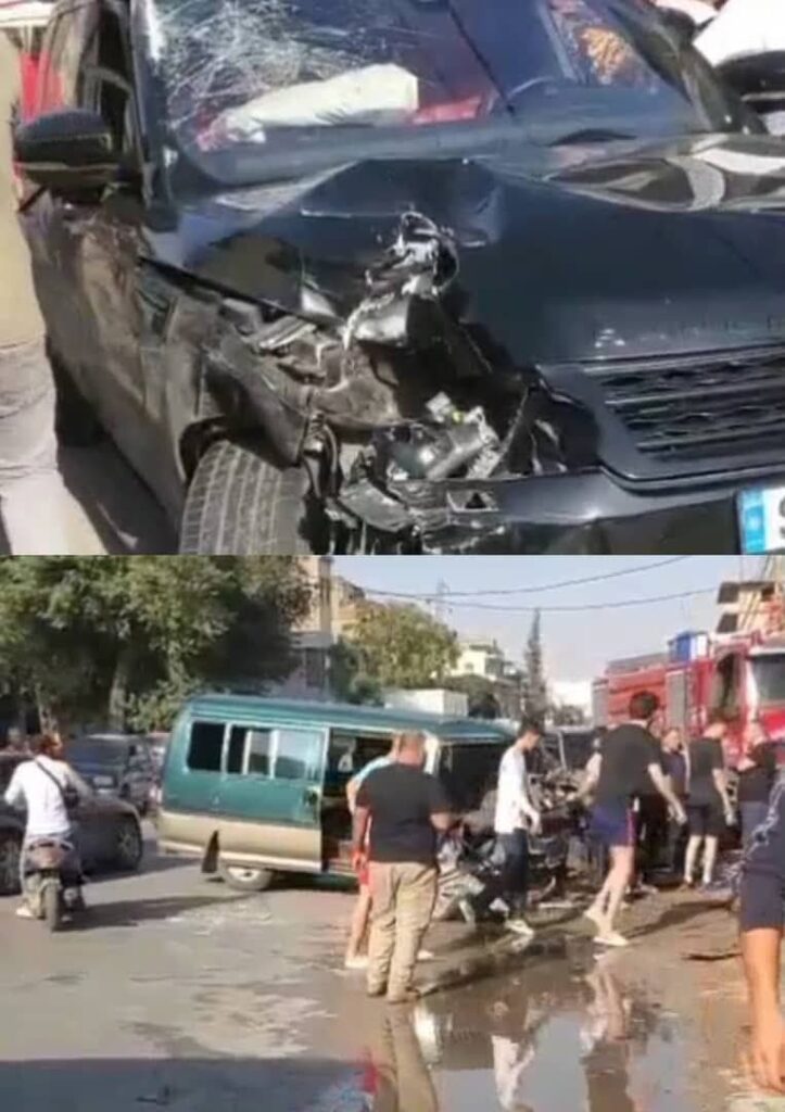 حادث سير مروع بين جيب وفان لنقل الركاب عند مفرق تمنين غربي بعلبك ووقوع إصابات