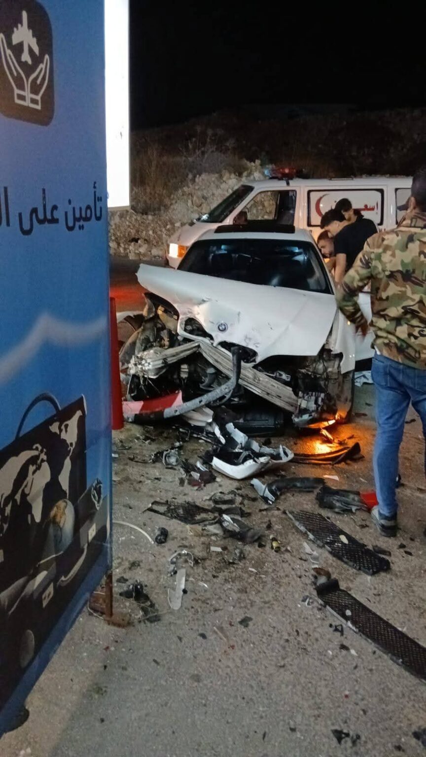 حادث سير على جادة الرئيس نبيه بري قرب محطة غبريس.