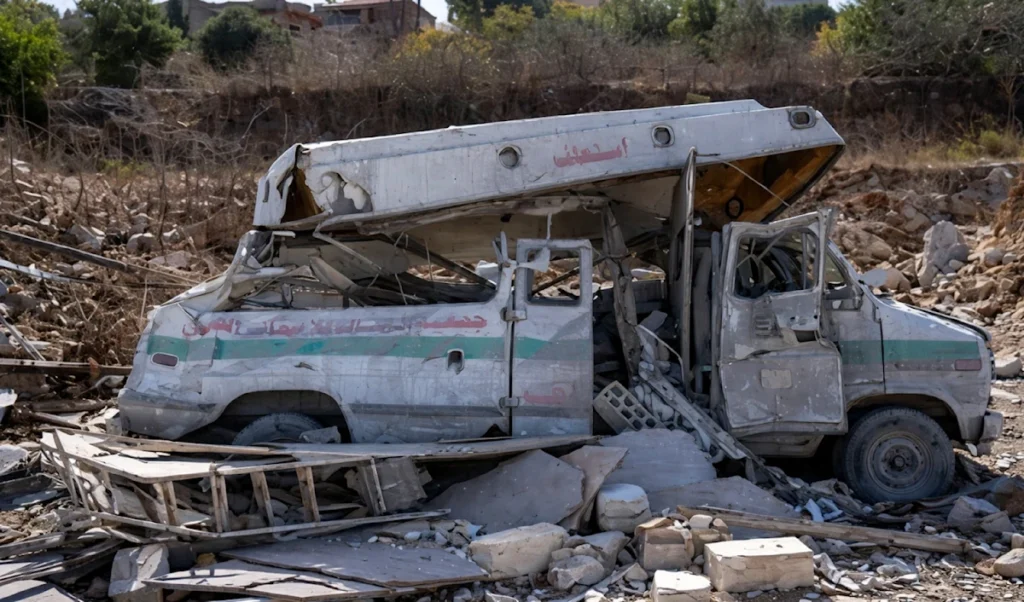 استشهاد مسعفين اثنين في الغارة على مركز الهيئة الصحية في محيط مستشفى بنت جبيل جنوب لبنان تحت النار: استهداف المسعفين وتصاعد الشهداء