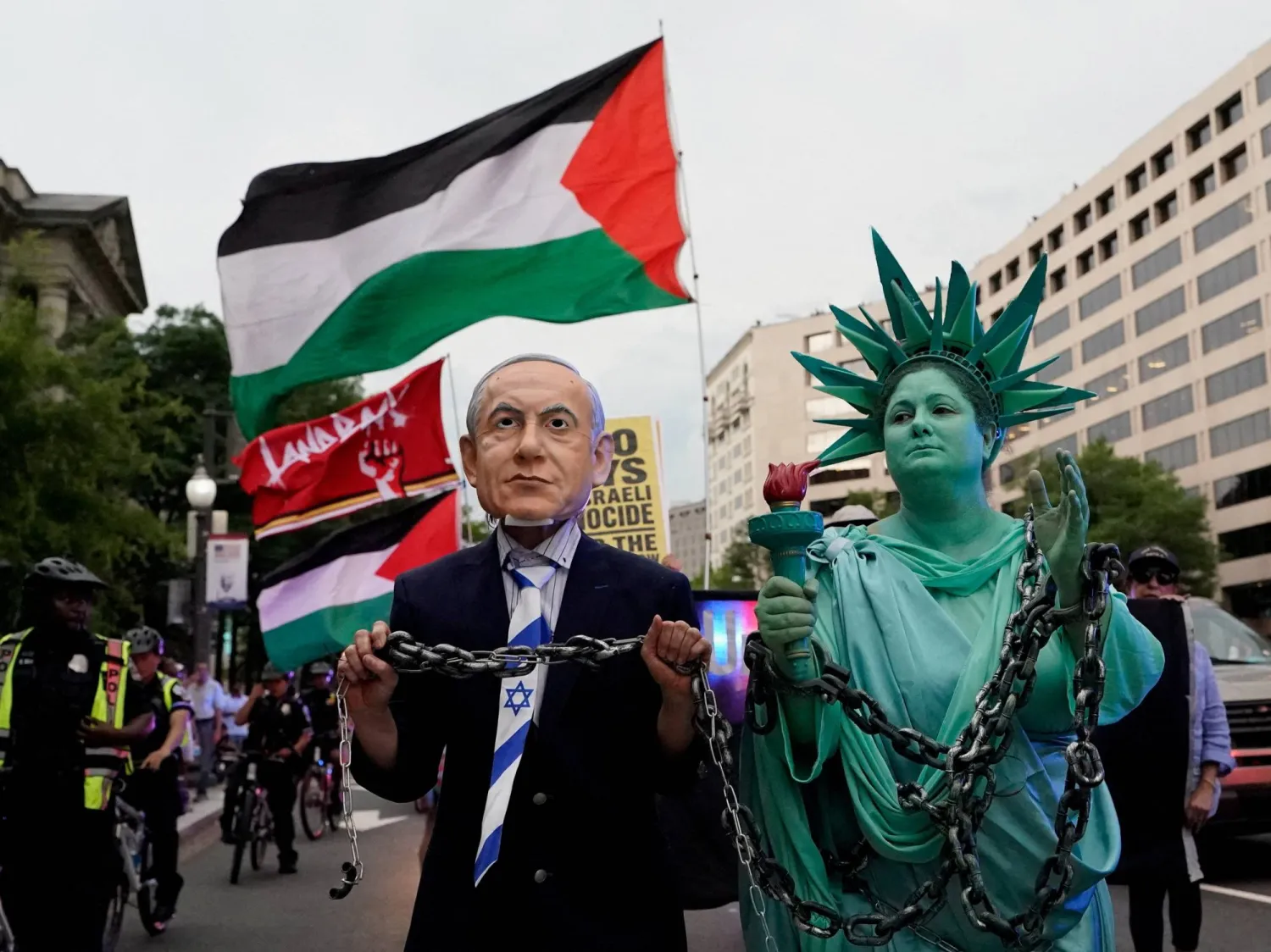 مظاهرة داعمة للفلسطينيين في واشنطن في 4 يوليو 2026 