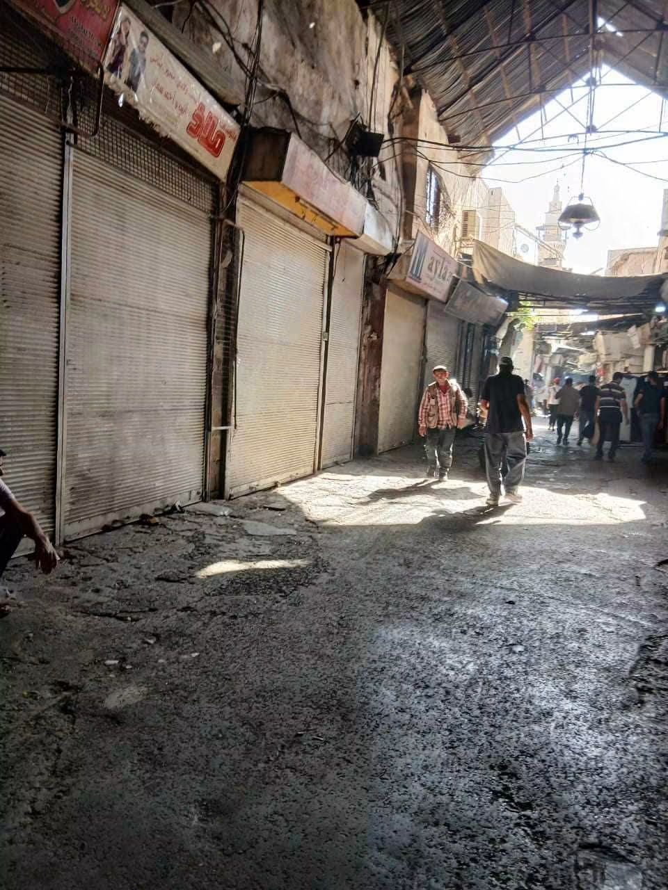 إضراب واسع في سوقي الحريقة والصوف وسط دمشق